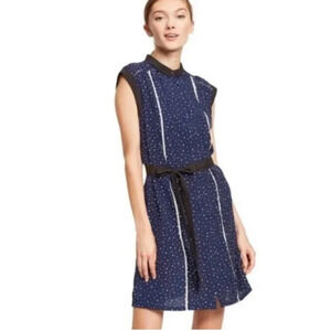 JASON WU X TARGET 20th ANNIVERSARY NAVY POLKA DOT PLEAT BUTTON DOWN DRESS XS